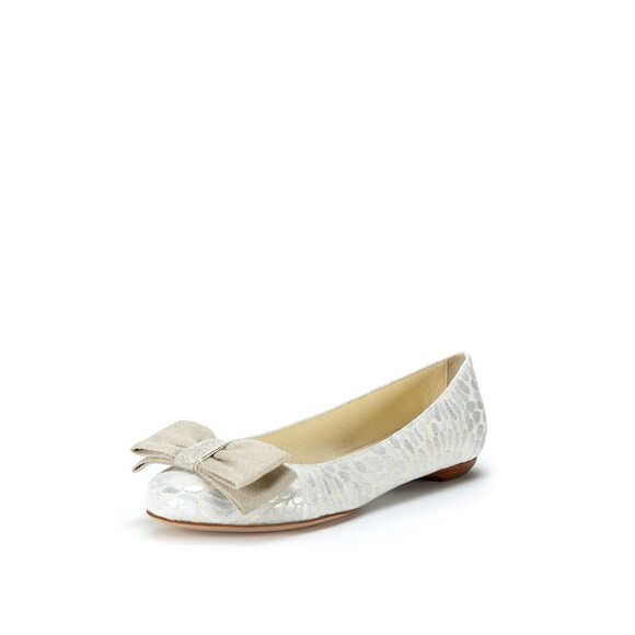 New Bettye Muller Womens 38.5 Designer Italy 8.5 Flats White Silver Rainrop Shoe - Picture 1 of 12